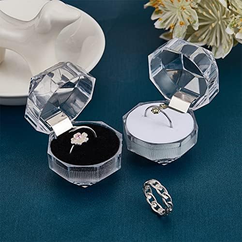 CHGCRATH 40PCS 2COLORS Caixas de anel de plástico transparentes Brincos de cristal caixas de armazenamento de jóias