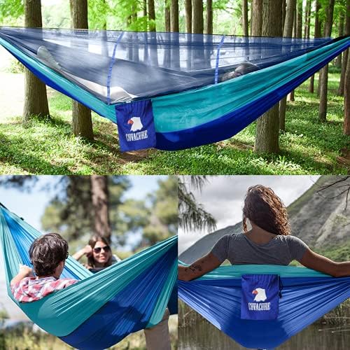 Hammock de camping covacure com rede de rede - com alças de 2 árvores, redes portáteis para interno, externo, caminhada, camping, mochila, viagens, quintal