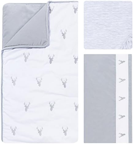 Trend Lab Stag Head Cabeça 3 Peças Conjunto de Caps de berço, pode ser usado como um cobertor ou um playmat para o tempo da barriga, inclui colcha, folha de berço ajustada e saia