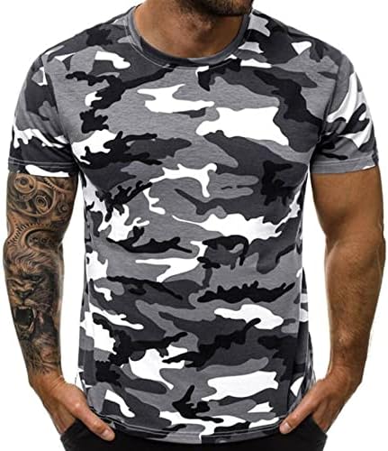 Camisetas masculinas Casual Round Round Round Tight Sexy Camouflage Short Sleeve Top Sports Camisetas de camisetas para homens