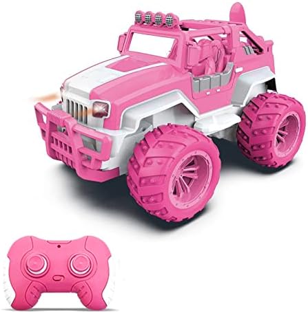 Carro de controle remoto Goolsky para meninas, 1:12 rastreamento rosa rit rockler de 2,4 GHz 4WD RC Convertible Off-road veículo todos os terrenos com luzes LEDs duplas hobby rc caminhões recarregáveis ​​brinquedo elétrico para crianças