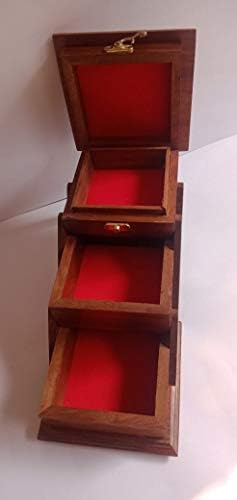3 Caixa de jóias de madeira de manga feita à mão