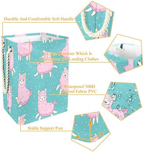 Deyya Alpaca Blue Polka Dots Laundry Bestkets dificultam altos dicas dobráveis ​​para crianças adultas meninos adolescentes meninas em quartos banheiro 19.3x11.8x15.9 em/49x30x40.5 cm