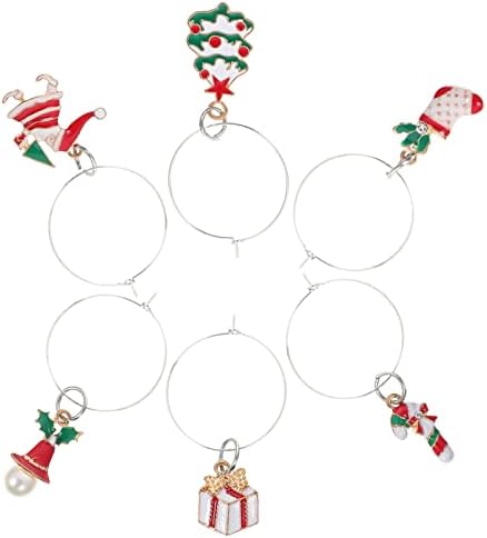 Hemoton 6pcs Table Marcadores de degustação de Natal Rótulos de goble de vidro Ringels Ring Ring Identificadores Copa Decoração da família