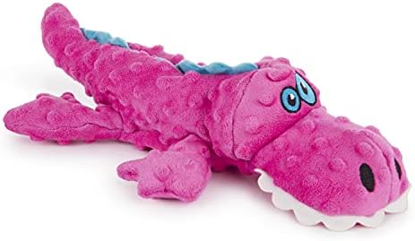 Godog Gators Squeaker Plelight Pet Toy para cães e filhotes, macio e durável, resistente e resistente às costuras reforçadas - rosa,
