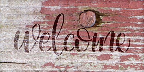 Sinal de boas -vindas estêncil por Studior12 - Reutilizável, Paint Front Porch Sign, DIY Decor, New Home Gift, Barn Wood, Word