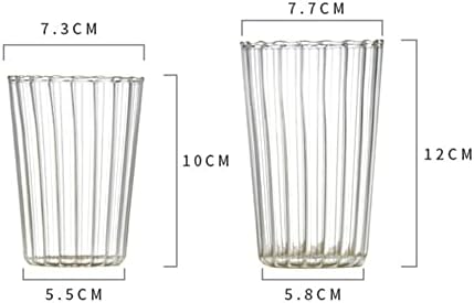 Copo de vidro vertical de ondulação vertical renococo, 8/13 oz de copos de bebida listrada, xícaras de vidro transparentes,