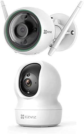 EZVIZ Câmera de segurança ao ar livre Visão noturna de cor | C3N 2K+ Câmera interna PTZ, áudio bidirecional | CP1