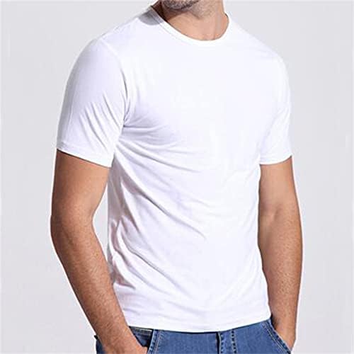 Maiyifu-gj coloração sólida de cor redonda camisa de pescoço de algodão slim de manga curta Camiseta de fitness muscular