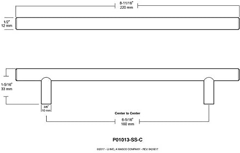 Liberty P01013-SS-C, coleta de hardware de gaveta de barra de aço, puxadores de gabinete, 6-5/16 pol., Aço inoxidável,