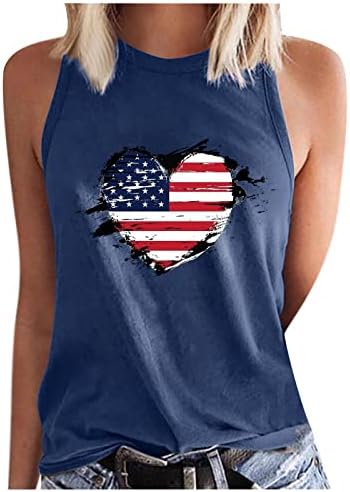 Tampa de tanque de bandeira americana fofa para mulheres de verão, camisetas com leopardo de leopardo casual, leopardo gráfico de camisetas patrióticas