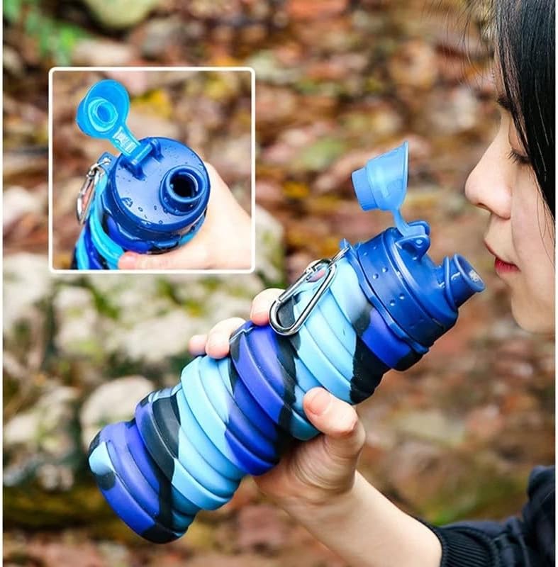 LMMDDP Silicone Bottle Bottle Wind Camouflage Outdoor Fitness Cup portátil Cup de água dobrável personalizada
