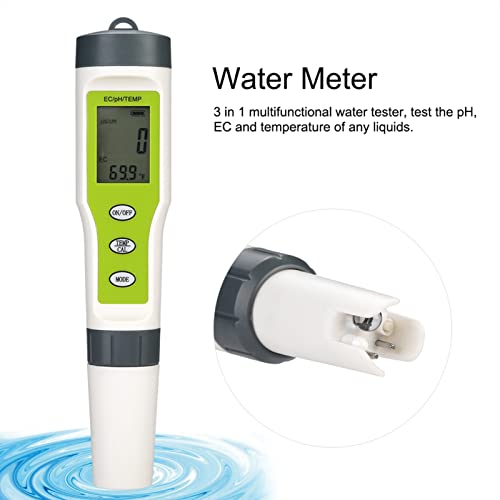 Testador de qualidade da água, 3 em 1 em 1 portátil Digital EC PH Temper