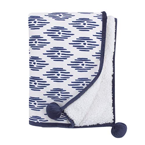 Nojo Indigo Hues Blue e Branco Elefante de 4 peças Conjunto de cama de berço - Consolador, Folha de berço de algodão
