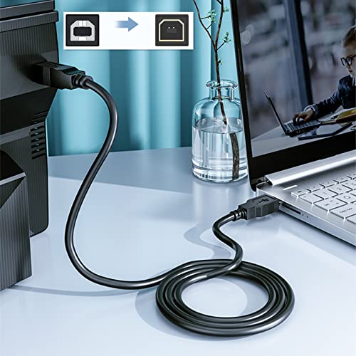 Koffmon Impressora Cabo USB 2.0 Tipo A Male a B Cordão de scanner masculino compatível com HP Canon Dell Epson Lexmark