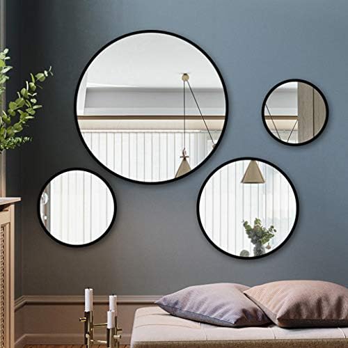 Espelho redondo de parede Ataay, espelho de círculo de estrutura de metal para chuveiro, banheiro ou sala de estar/80cm