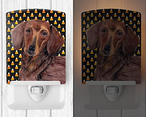 Tesouros de Caroline SC9178CNL Dachshund Candy Corn Halloween Retrato Cerâmica Night Light, compacta, certificada por UL,