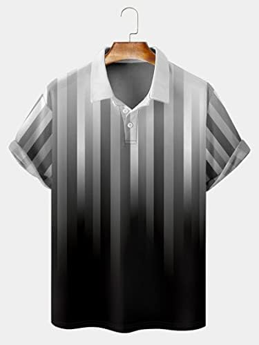 Button Up Polo Shirt for Men Meio do século Botão geométrica Camisa pólo de manga curta