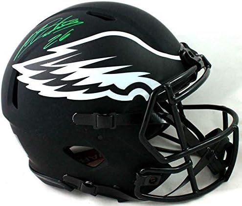 Miles Sanders autografou as águias f/s eclipse autêntico capacete -jsa w auth *verde - capacetes autografados da NFL