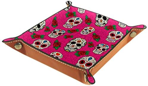 Lyetny Sugar Skulls Organizador de rosas Bandejas de armazenamento Caixa de cabeceira Caddy bandeja de desktop alteração de carteira de caixa de moeda de caixa