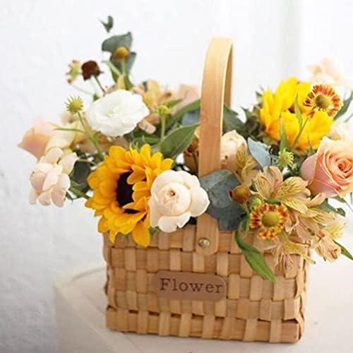 Plantas de jardas de decoração cestas de flores tecidas com alça de alça de casamento cesto de cesta de brasão recipiente de arranjo