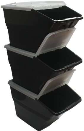 WTM BBCL- Três pacote de caixas empilháveis ​​com tampas articuladas 24 Tamanho