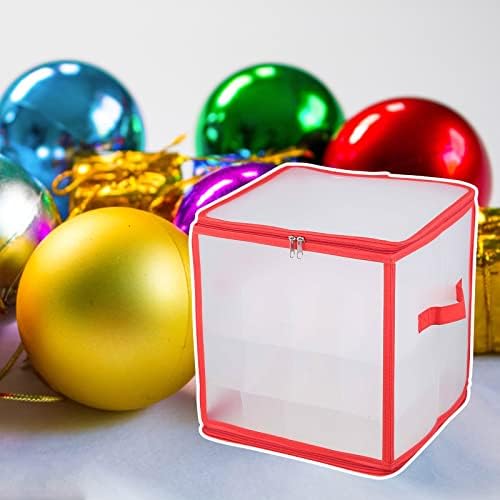 Caixa de armazenamento de ornamentos de Natal Shusuen com caixa de Natal com zíper com recipiente de armazenamento de tampa mantém 64 ornamentos de férias acessórios de natal decorações de natal decorações