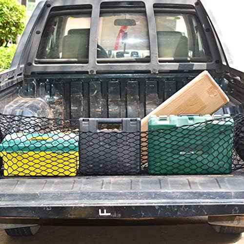 Rede de carga de Bailalibo para a cama de caminhonete, rede de carga de caminhão com ganchos, rede traseira traseira traseira de serviço traseira, estilos de envelope Mesh Nylon Nylon Trunk Cargo Net.…