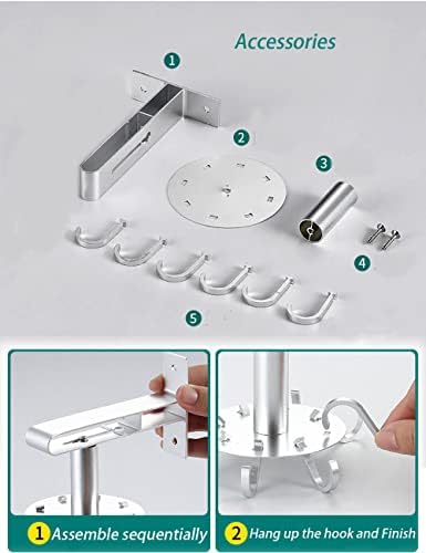Suporte de utensílios de cozinha Anller com 6 ganchos de utensílios rotatáveis ​​para cozinha ou banheiro