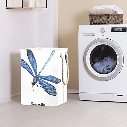 Deyya Cestas de lavanderia à prova d'água Alto Robustível Robustível Dragona Blue Dragonfly Impressão para crianças