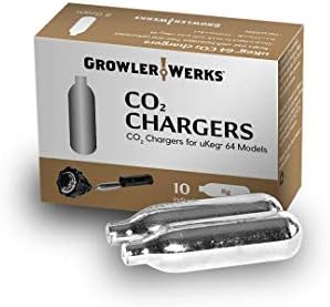 Growlerwerks ukeg Growler carbonated, 64 oz, Kit de cobre, manutenção e limpeza, 2 x 10 caixas de 8g de carregadores de CO2