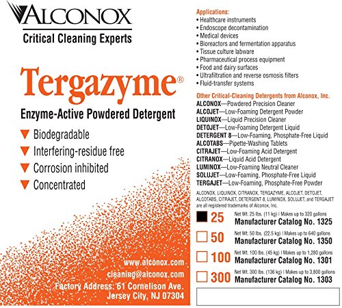 Alconex 1325 detergente aniônico tergazyme com enzimas protease, caixa de 25 libras