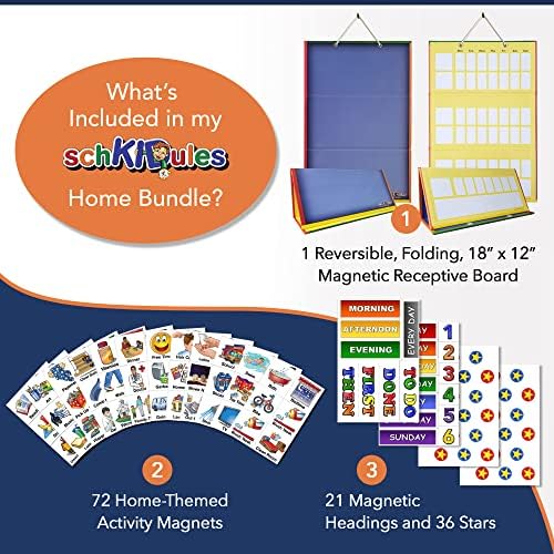 Schkidules Cronograma Visual para Kids Home Bundle: calendário diário e gráfico de progresso semanal com 18 Placa