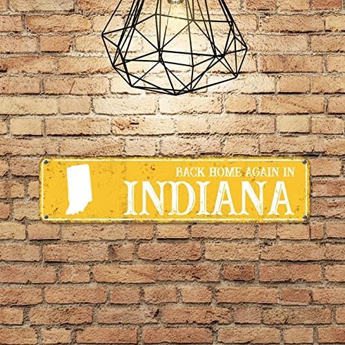 De volta para casa novamente em Indiana Metal Wall Sign Indiana State Silhouette Decor
