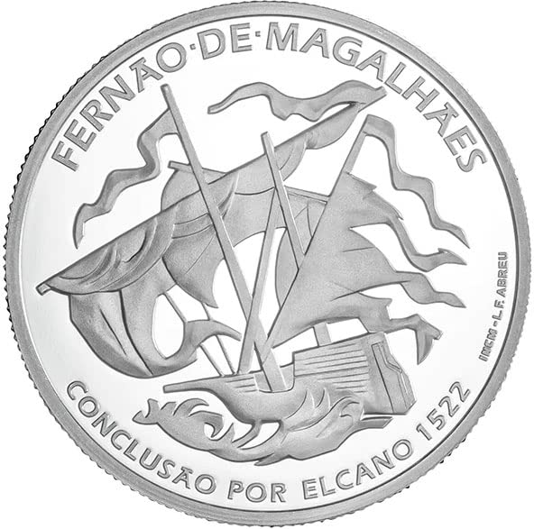 2022 de moderno comemorativo PowerCoin Conclusão 1522 V Centenário Ferdinand Magellan circunavegação Voyage Moeda de prata 7,5 € Prova