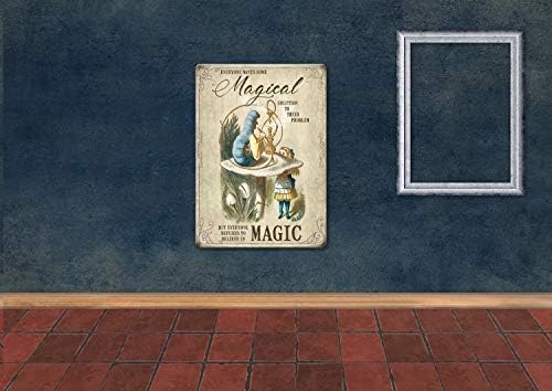 Pôster de Alice no País das Maravilhas, sinal de lata de metal vintage Citações de solução mágica Decoração Presentes para meninas