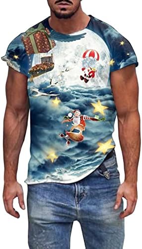 Dsodan Christmas Designer masculino de manga curta camisetas, rua 3D engraçado Xmas Santa Claus Tee Graphic Tee ROVA