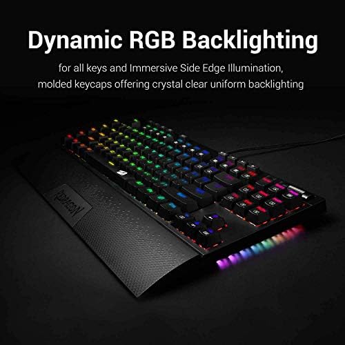 Redragon K588 Teclado de jogo mecânico de retroilumação RGB com teclas programáveis ​​gravação de macro Optical Blue Switches