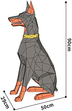 Wll-DP Large Dog Look Paper Escultura de Papel Geométrico Troféu 3D Troféu Diy decoração de casa Ornamento criativo Modelo de papel Arte Origami Puzzle