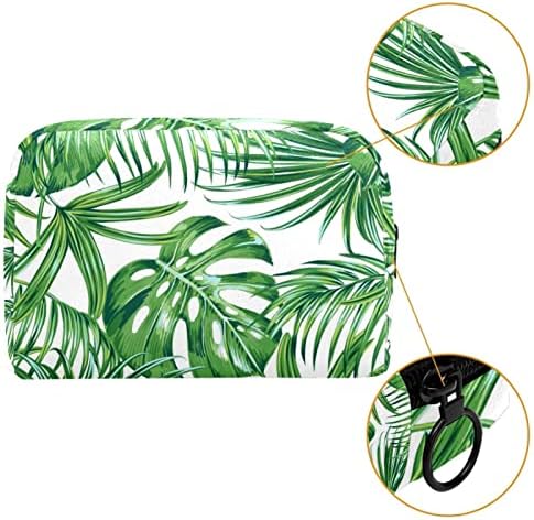 Tbouobt Bolsa cosmética para mulheres, bolsas de maquiagem Bolsa de higiene pessoal espaçosa presente de viagem, folhas de palmeira verde tropical