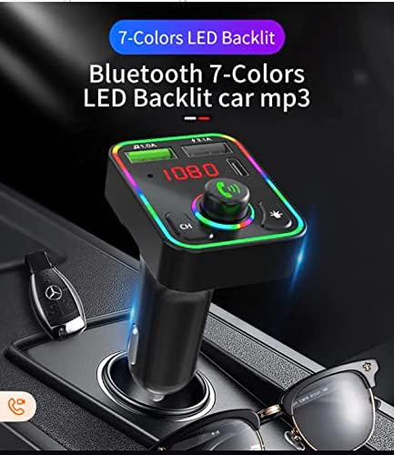 Novo transmissor Bluetooth 5.0 FM para carro com luz LED colorida 3.1a adaptador rápido duplo porto USB Tipo de carro CPD Carregamento