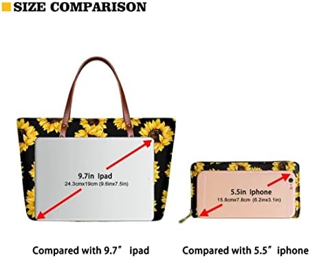 Keiahuan Womens Fashion Tote Bolsa Bolsa Zipper bolsa de couro Travel Travel Bolsa Cosmética Conjunto de 3