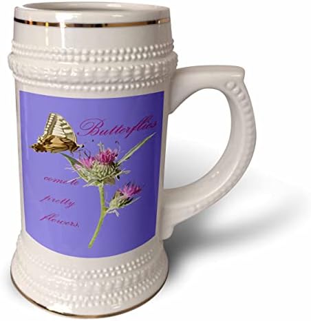 3drosrose borboletas vêm para lindas flores provérbios - 22oz caneca caneca