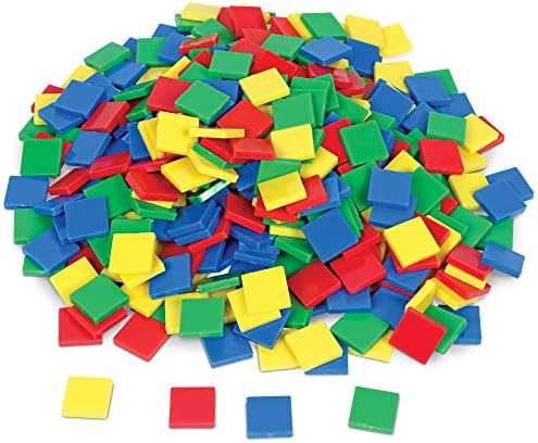 Recursos de aprendizagem Tiles de cores quadradas, contagem, brinquedo de classificação, conjunto de 400 em 6 cores, idades de 3+