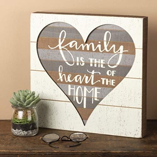 Primitivos de Kathy 38235 Mão de ripas com letras letra de madeira, 12 x 12 polegadas, a família é o coração de uma casa
