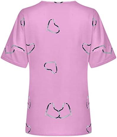 Summer tee de verão feminino sem alça de manga curta 2023 Crew pescoço de pescoço amoroso camiseta gráfica para mulheres