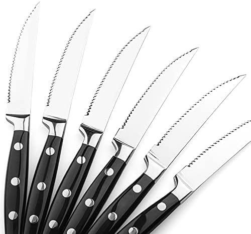 FOKNSPRA Premium Stainless Steak Knives Conjunto, lava -louças Seguro, faca de mesa de cozinha, lâmina brilhante e alça de