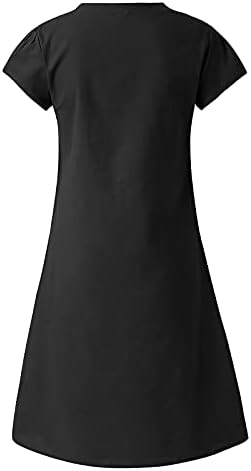 Vestidos de camiseta adhowbew para mulheres de tamanho curto de manga curta Casual Fith Fith Fashion V Vestido de verão de pescoço