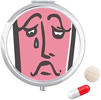 Sad Abstract Face Sketch Happy Pill Case Pocket Medicine Storage Caixa de contêiner Dispensador
