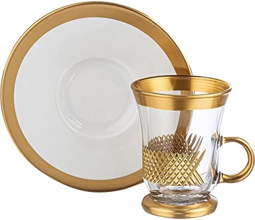 DeCostyle, conjunto de chá turco e conjunto de pratos, 24 peças, chá de vidro de chá da Arábia, conjunto de chá fosco de